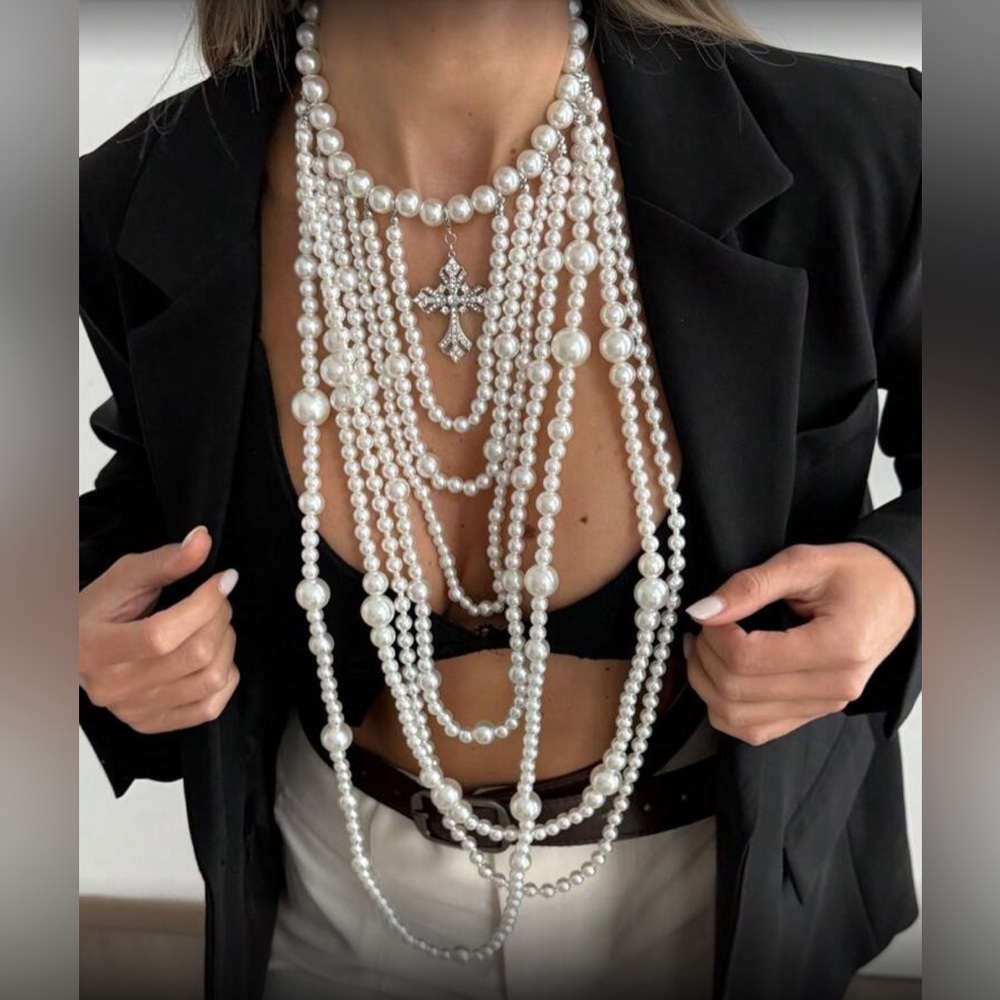 ✨Elegant White Pearl Necklace Set - Picture 2 of 5